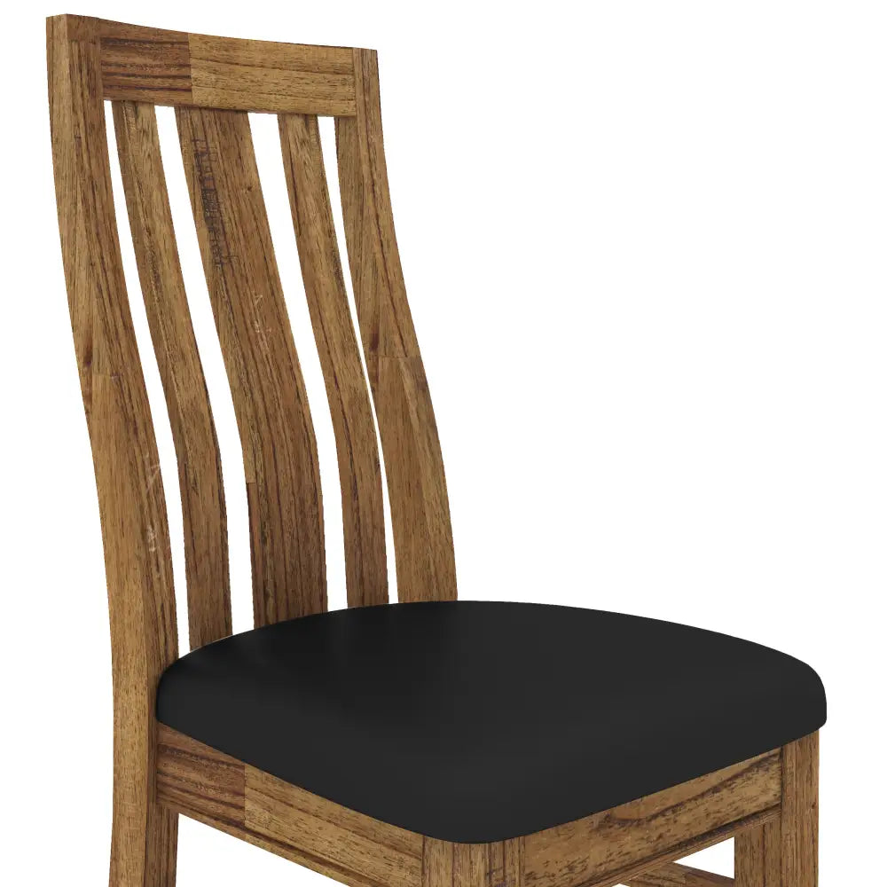 Birdsville PU Seat Dining Chair Set of 2 Solid Ash Wood Dining Furniture -Brown - Furniture > Dining