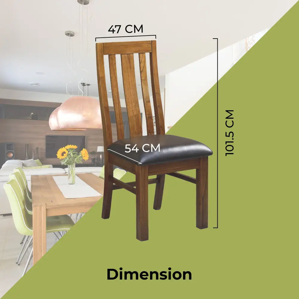 Birdsville PU Seat Dining Chair Set of 2 Solid Ash Wood Dining Furniture -Brown - Furniture > Dining