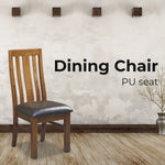 Birdsville PU Seat Dining Chair Set of 2 Solid Ash Wood Dining Furniture -Brown - Furniture > Dining