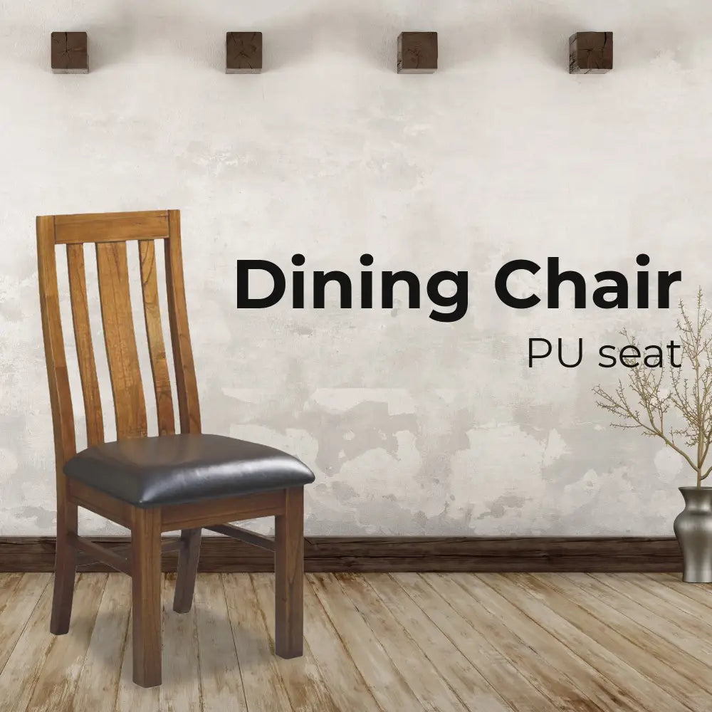 Birdsville PU Seat Dining Chair Set of 2 Solid Ash Wood Dining Furniture -Brown - Furniture > Dining