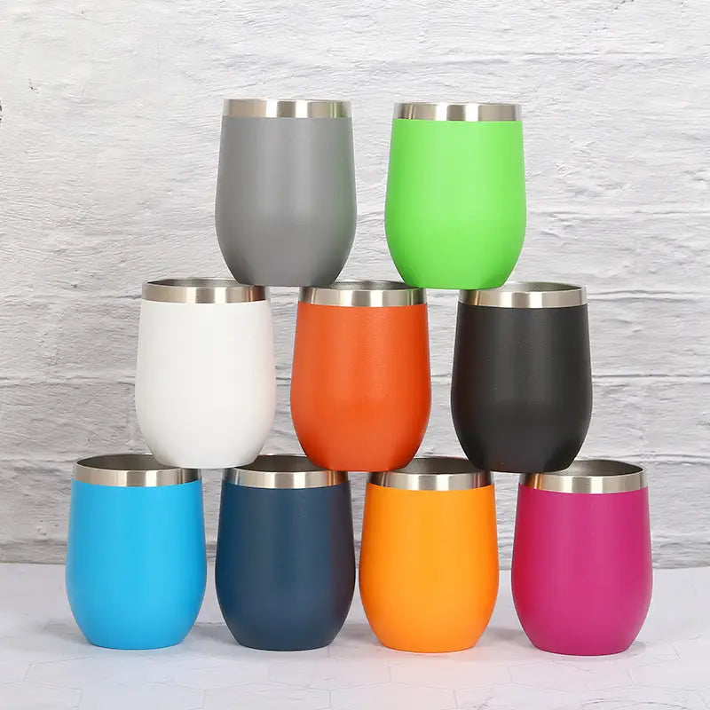 Black 12oz Double-Wall Vacuum 304 Eggshell Cup - Mini Portable Insulated U-Shaped Cup Creative Small Beer Mug