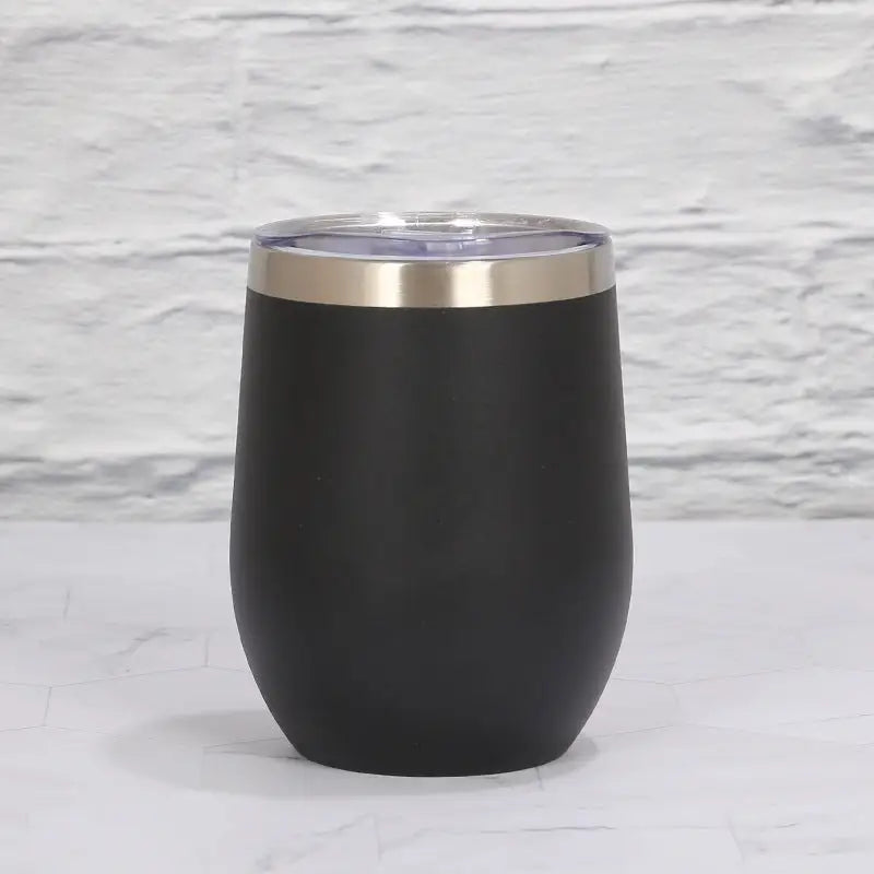 Black 12oz Double-Wall Vacuum 304 Eggshell Cup - Mini Portable Insulated U-Shaped Cup Creative Small Beer Mug