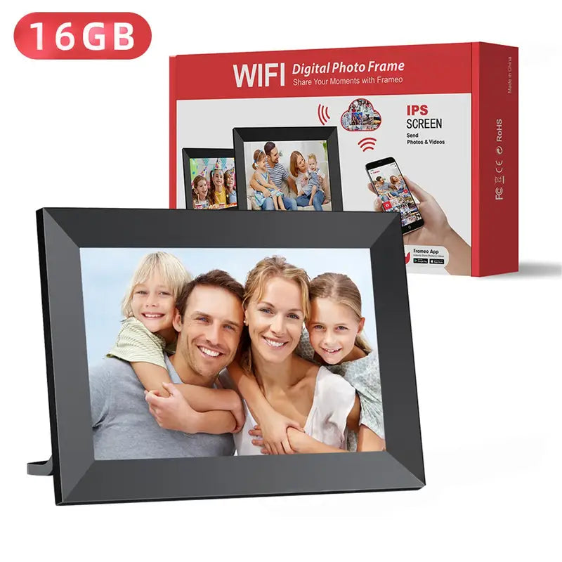 Black 16GB Storage 10-Inch WiFi Digital Photo Frame | HD Display + Remote Photo/Video Sharing via App | Electronics >