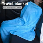Black 2-in-1 Plush Travel Blanket & Pillow Set - Soft Flannel with Luggage Strap & Carabiner (50x60in) - Home & Garden