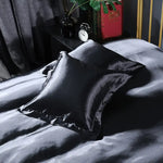 Black 2 PCS Faux Silk Pillow Covers - Cooling Ice Silk Satin Cushion Covers - 45x45cm - Home & Garden > Bedding >