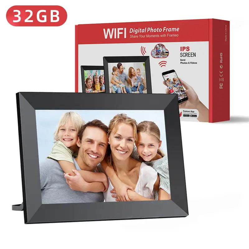 Black 32GB Storage 10-Inch WiFi Digital Photo Frame | HD Display + Remote Photo/Video Sharing via App | Electronics >