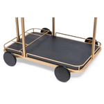 Black and French Brass Wooden 3-Tier Bar Cart Drinks Trolley - Furniture > Living Room