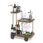 Black and French Brass Wooden 3-Tier Bar Cart Drinks Trolley - Furniture > Living Room