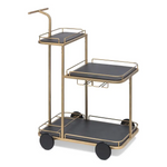 Black and French Brass Wooden 3-Tier Bar Cart Drinks Trolley - Furniture > Living Room