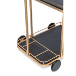 Black and French Brass Wooden 3-Tier Bar Cart Drinks Trolley - Furniture > Living Room