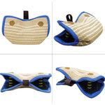 Black and Khaki Heavy Duty Jute Dog Bite Pillow - Professional Training Tug Toy with 3 Handles for Schutzhund K9