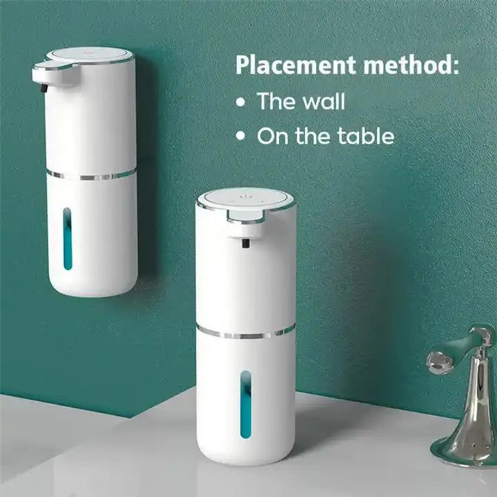 Black Automatic Foaming Soap Dispenser with Rechargeable Battery Touch Control and 380ml Capacity - IPX5 Waterproof