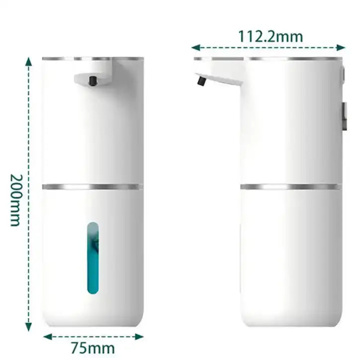 Black Automatic Foaming Soap Dispenser with Rechargeable Battery Touch Control and 380ml Capacity - IPX5 Waterproof