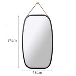 Black Bathroom Wall Mount Hanging Bamboo Frame Mirror Adjustable Strap Wall Mirror Home Decor - Home & Garden > Decor >