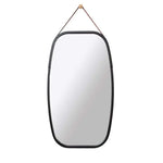 Black Bathroom Wall Mount Hanging Bamboo Frame Mirror Adjustable Strap Wall Mirror Home Decor - Home & Garden > Decor >