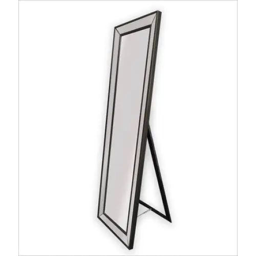 Black Beaded Framed Mirror - Free Standing 50cm x 170cm - Home & Garden > Decor