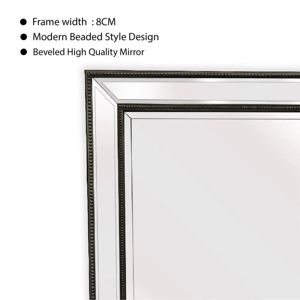 Black Beaded Framed Mirror - Rectangle 80cm x 110cm - Home & Garden > Decor