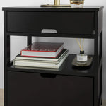 Black Bedside Table with 2 Drawers - Furniture > Bedroom