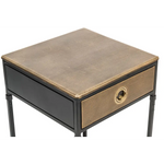 Black Bedside Table with Storage Drawer and Gold Finished Textured Top - Furniture > Living Room
