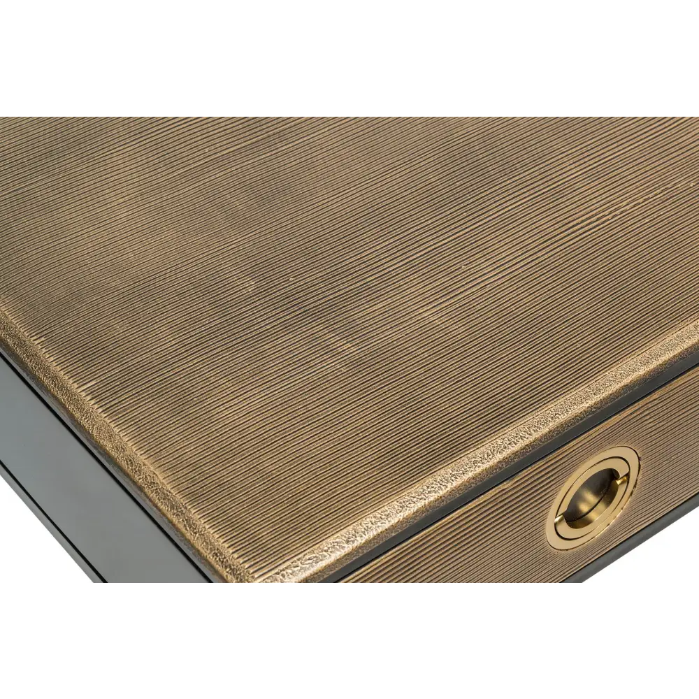 Black Bedside Table with Storage Drawer and Gold Finished Textured Top - Furniture > Living Room