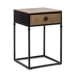 Black Bedside Table with Storage Drawer and Gold Finished Textured Top - Furniture > Living Room