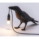 Black Bird Standing Shape Nordic Resin Bird Wall Lamp - Creative Animal Bedside Decorative USB Night Light Stylish Bird