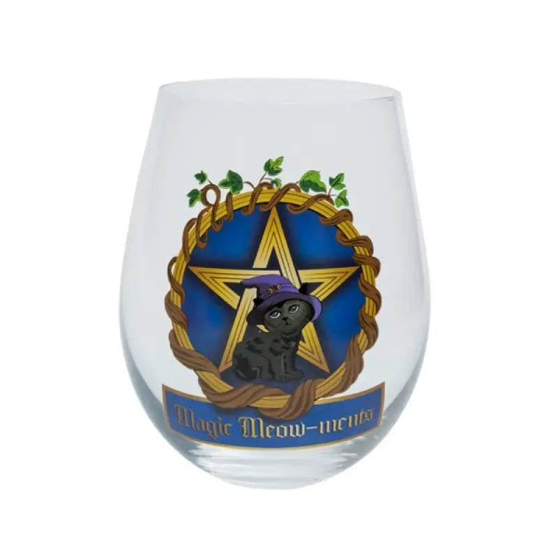 Black Cat Pentacle Stemless Wine Glass - Home & Garden > Kitchenware