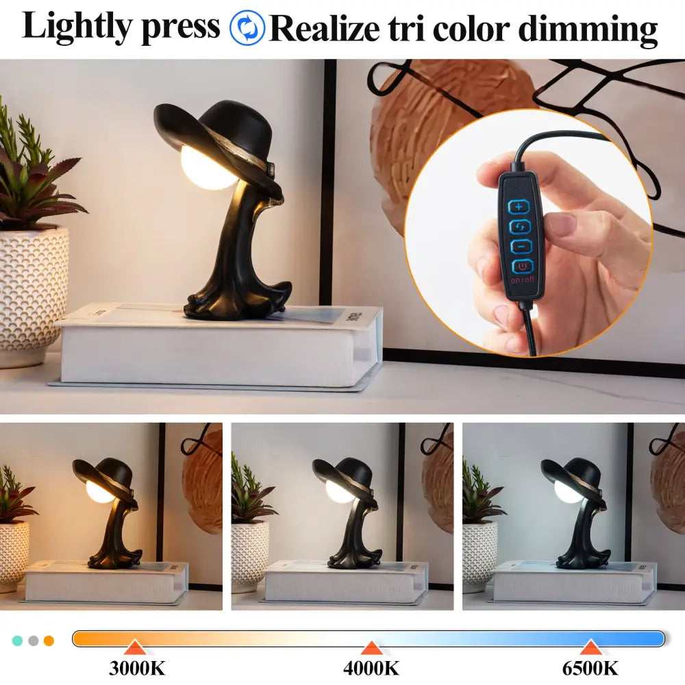 Black Creative Cowboy Hat USB Table Lamp for Home and Office Decor - Home & Garden > Lighting > Table Lamps