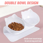 Black Double Cat Bowl Pet Bowl Stand Dog Elevated Feeder Food Water Raised Lifted - Pet Care > Dog Supplies > Dog Bowls