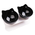 Black Double Cat Bowl Pet Bowl Stand Dog Elevated Feeder Food Water Raised Lifted - Pet Care > Dog Supplies > Dog Bowls