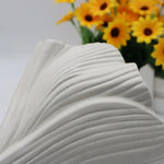 Black Elegant Off-White Ceramic Vase - Modern Sculptural Flower Holder with Wide Fluted Opening - Home & Garden > Decor