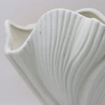 Black Elegant Off-White Ceramic Vase - Modern Sculptural Flower Holder with Wide Fluted Opening - Home & Garden > Decor