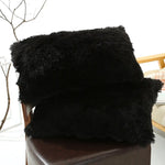 Black Faux Fur Pillowcase Set - Crystal Velvet Plush Throw Pillow Covers Bedding Accent (50x70cm Pair) - Home & Garden
