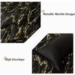 Black Gold Metallic Marble Comforter Set Queen Size Foil Print Glitter 3-Piece Bedding - Home & Garden > Bedding >