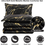 Black Gold Metallic Marble Comforter Set Queen Size Foil Print Glitter 3-Piece Bedding - Home & Garden > Bedding >