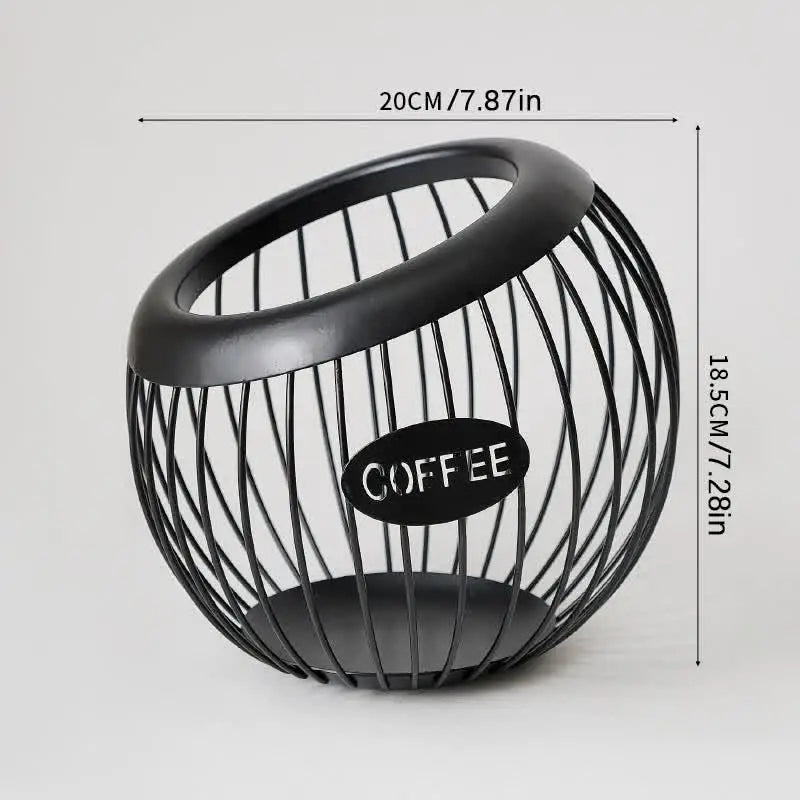Black Handcrafted Coffee Capsule Storage Basket - Vintage Iron Art Design - Home & Garden > Decor > Vases & Table Decor