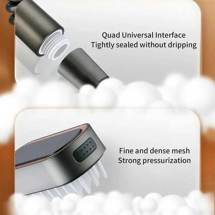 Black Handheld Shower Head with Silicone Brush and Massage Function - High-Pressure Water Spray - Home & Garden >