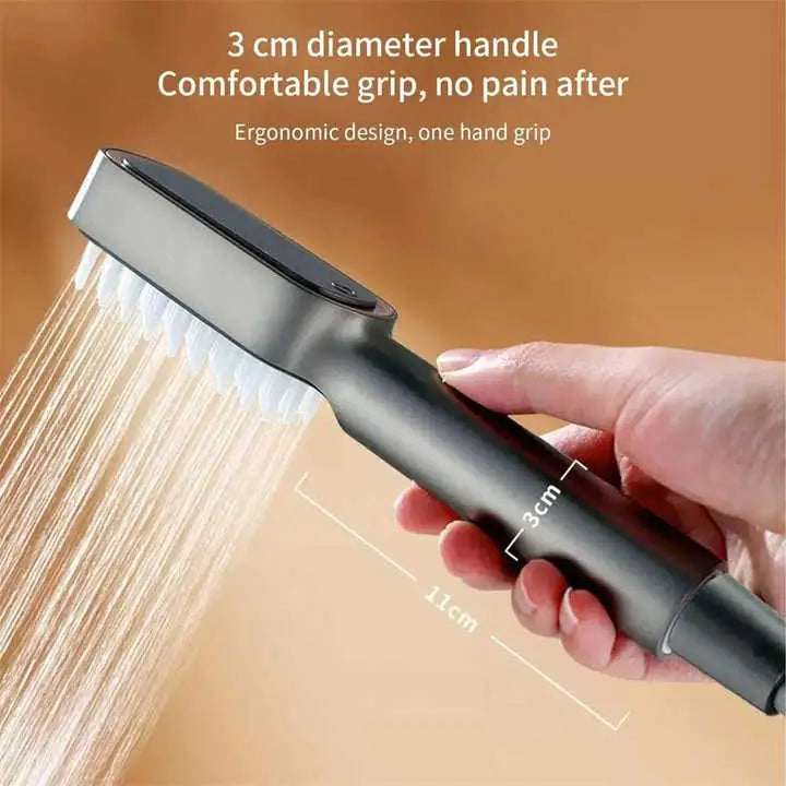 Black Handheld Shower Head with Silicone Brush and Massage Function - High-Pressure Water Spray - Home & Garden >