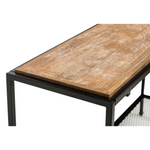 Black Iron Hallway Console Table with Distressed Wood Top - Furniture > Living Room