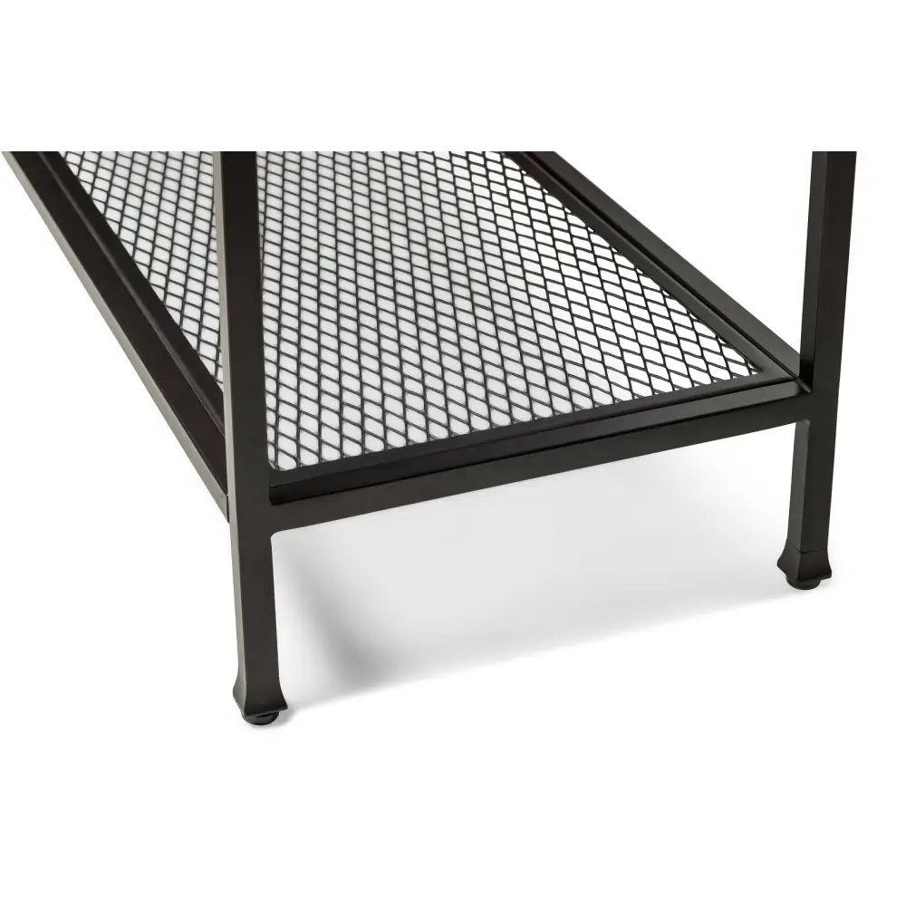 Black Iron Hallway Console Table with Distressed Wood Top - Furniture > Living Room