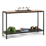 Black Iron Hallway Console Table with Distressed Wood Top - Furniture > Living Room