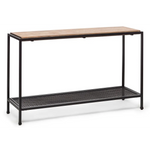 Black Iron Hallway Console Table with Distressed Wood Top - Furniture > Living Room