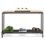 Black Iron Hallway Console Table with Distressed Wood Top - Furniture > Living Room