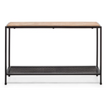 Black Iron Hallway Console Table with Distressed Wood Top - Furniture > Living Room