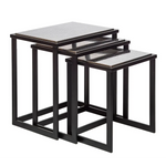 Black Iron Nested Tables with Stainless Steel Top in Set of 3 - Furniture > Living Room
