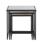 Black Iron Nested Tables with Stainless Steel Top in Set of 3 - Furniture > Living Room