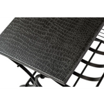 Black Iron Side Table with Magazine Storage and Silver Finish Top - Furniture > Living Room
