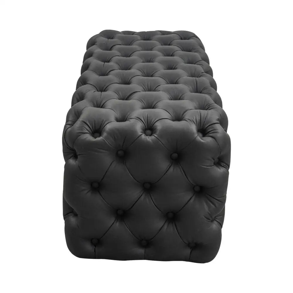 Black Leathaire Ottoman-Rectangular - Furniture > Bedroom