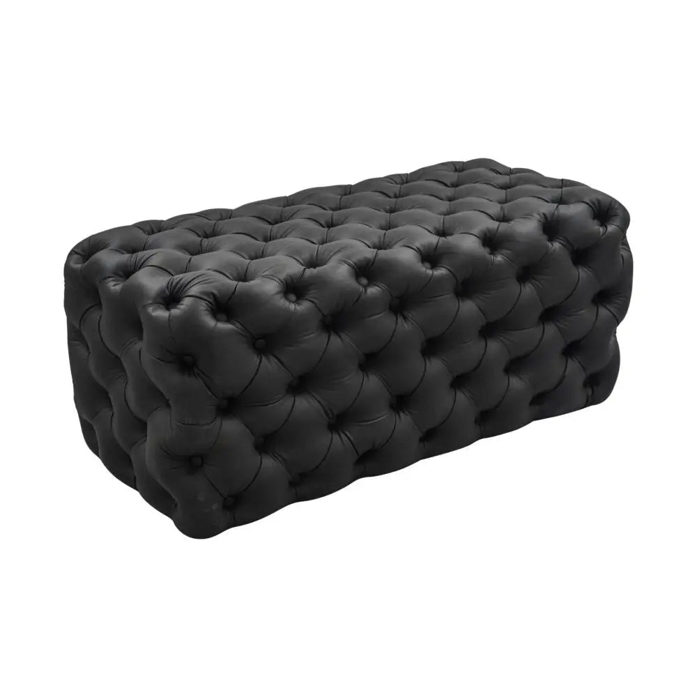 Black Leathaire Ottoman-Rectangular - Furniture > Bedroom