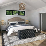 Black Leathaire Ottoman-Rectangular - Furniture > Bedroom
